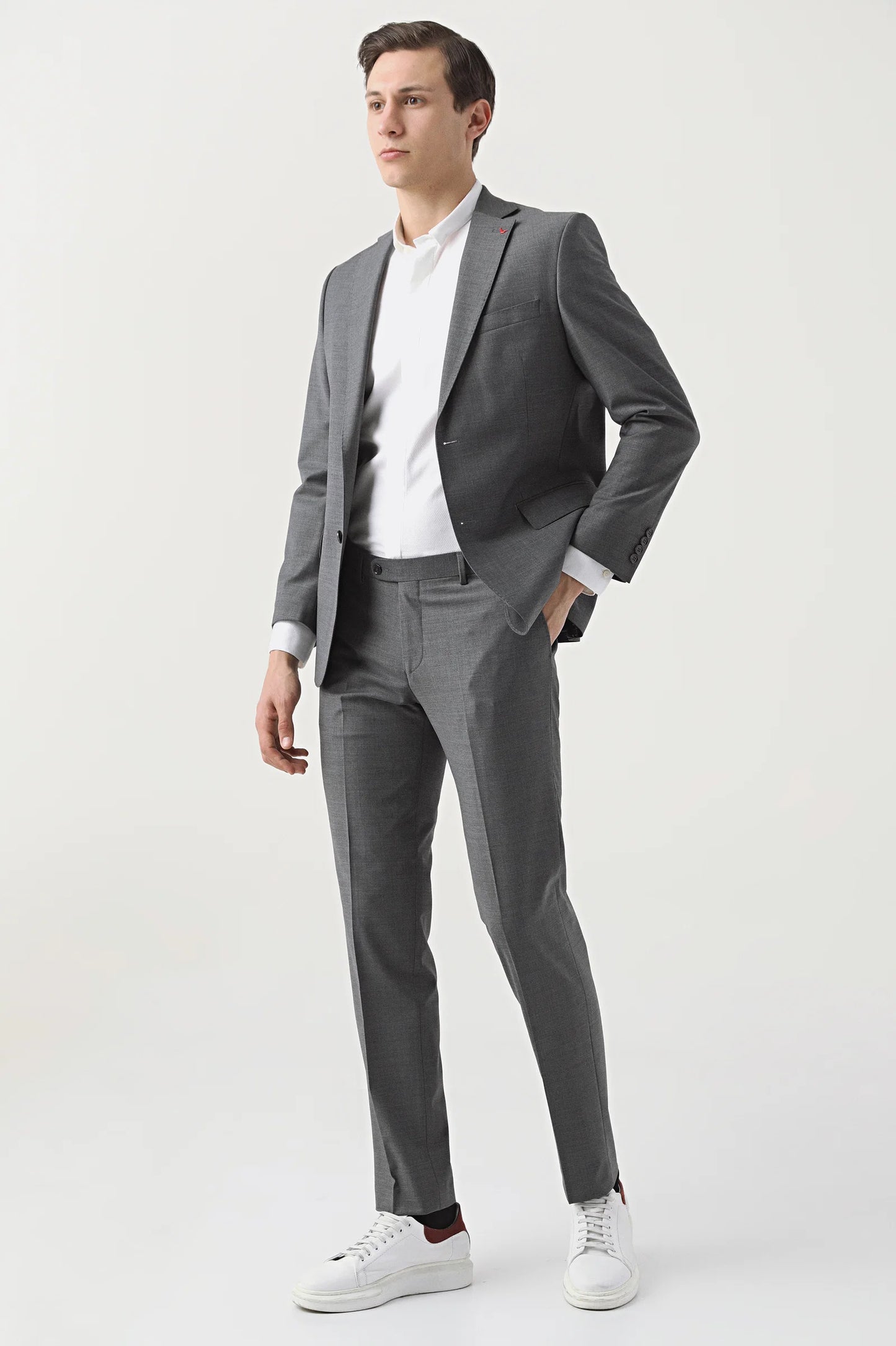 Ds Damat Comfort Fit Gri Düz Takim Elbise