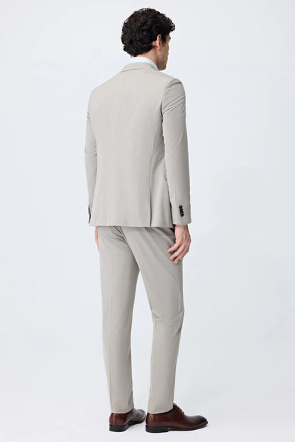 Tween Slim Fit Bej Çizgili Takim Elbise