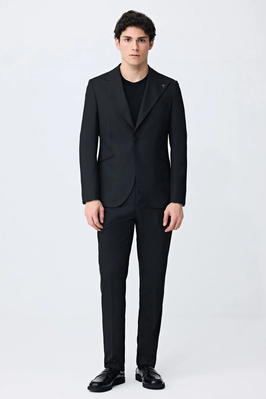 Tween Slim Fit Siyah Armürlü Takim Elbise