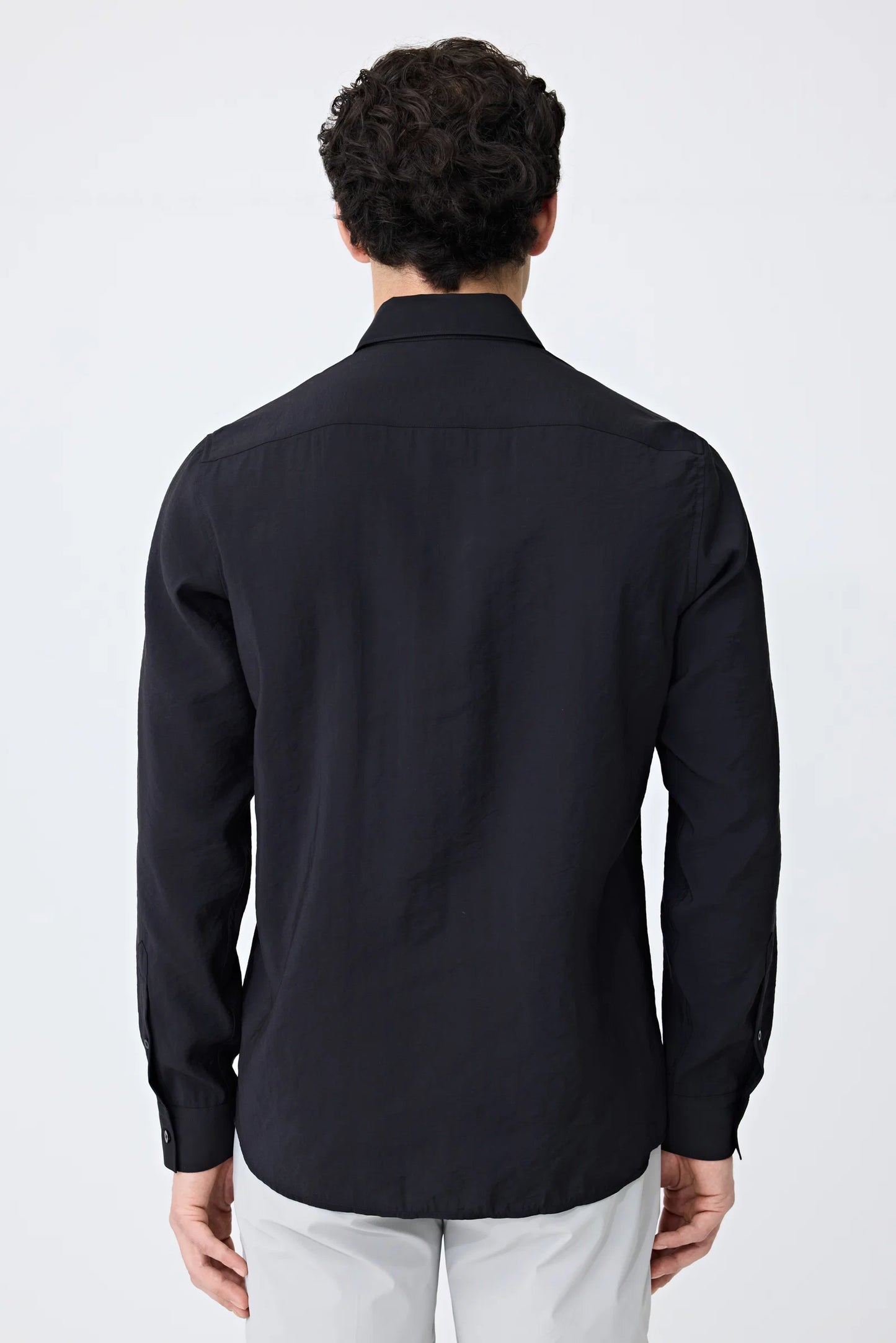 Tween Slim Fit Siyah Düz Modal Karışımlı Gömlek