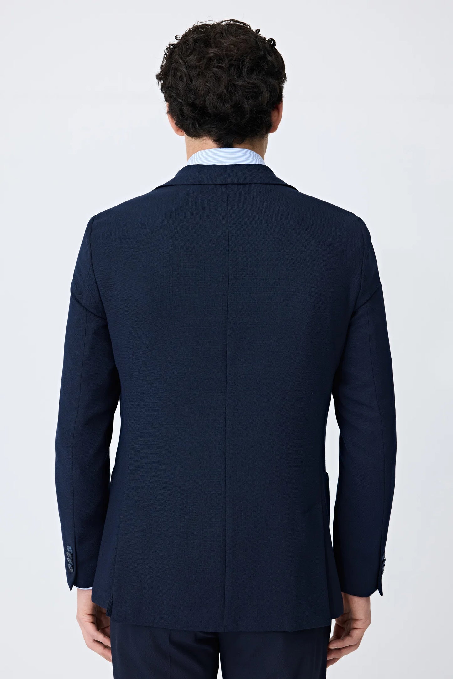 Tween Slim Fit Lacivert Armürlü Kumaş Ceket