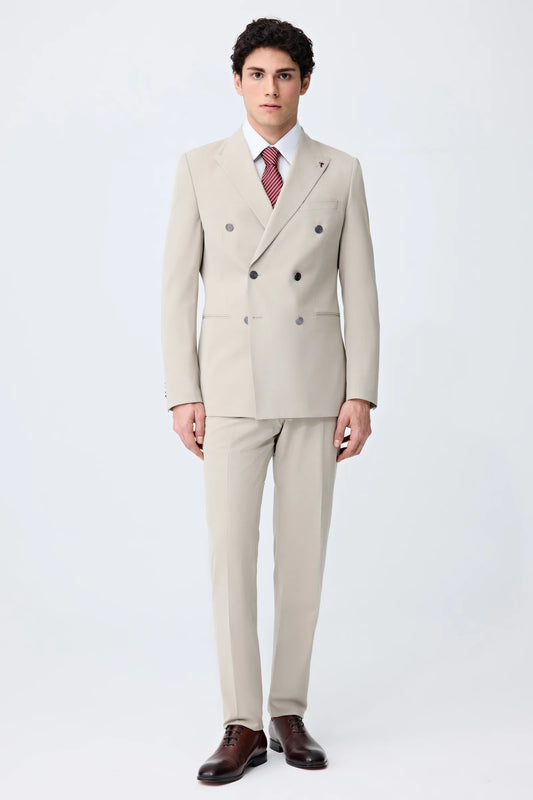 Tween Slim Fit Bej Düz Takim Elbise