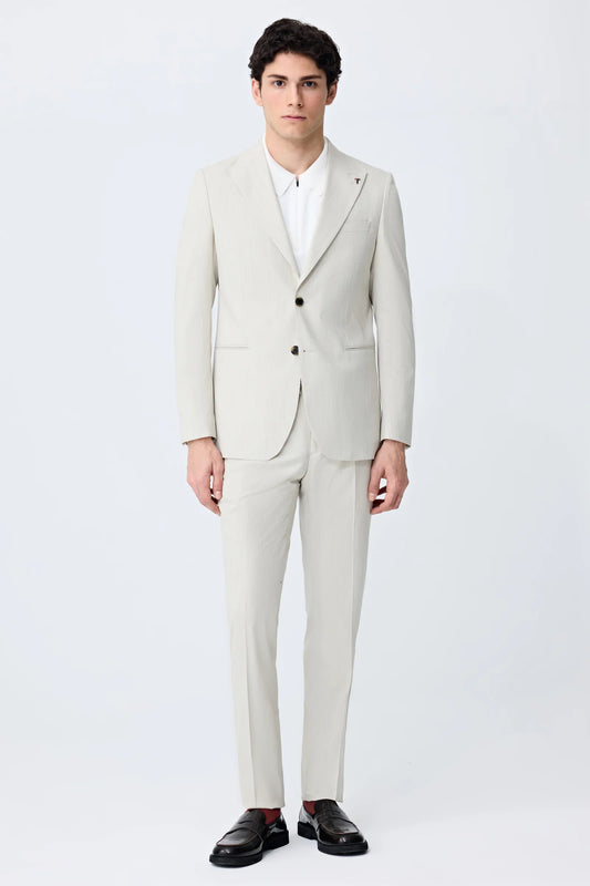 Tween Slim Fit Bej Armürlü Takim Elbise