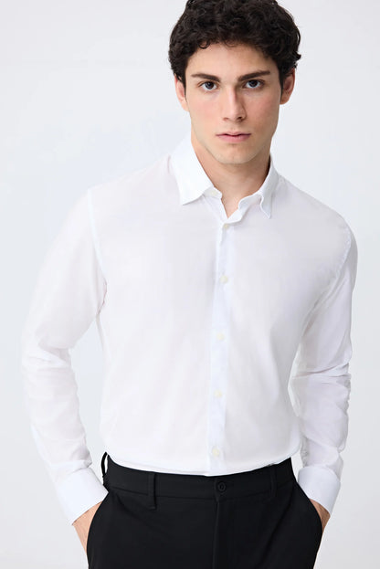 Tween Slim Fit Beyaz Düz Gömlek