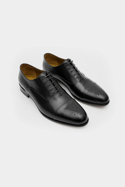 Damat Siyah Klasik Hakiki Deri Oxford Ayakkabi