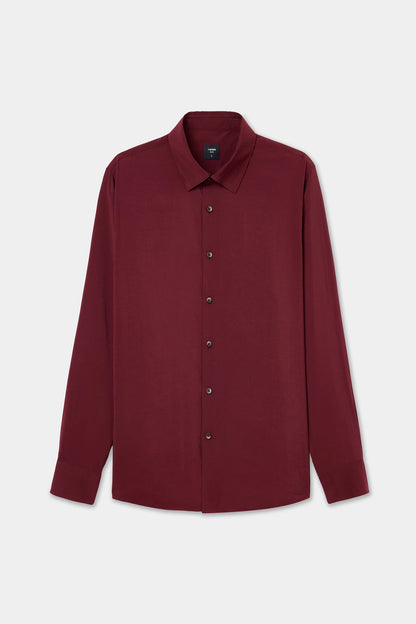 Tween Slim Fit Bordo Düz Modal Karışımlı Gömlek