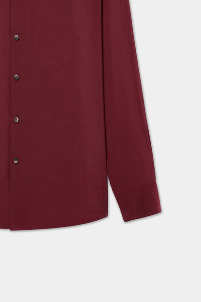 Tween Slim Fit Bordo Düz Modal Karışımlı Gömlek