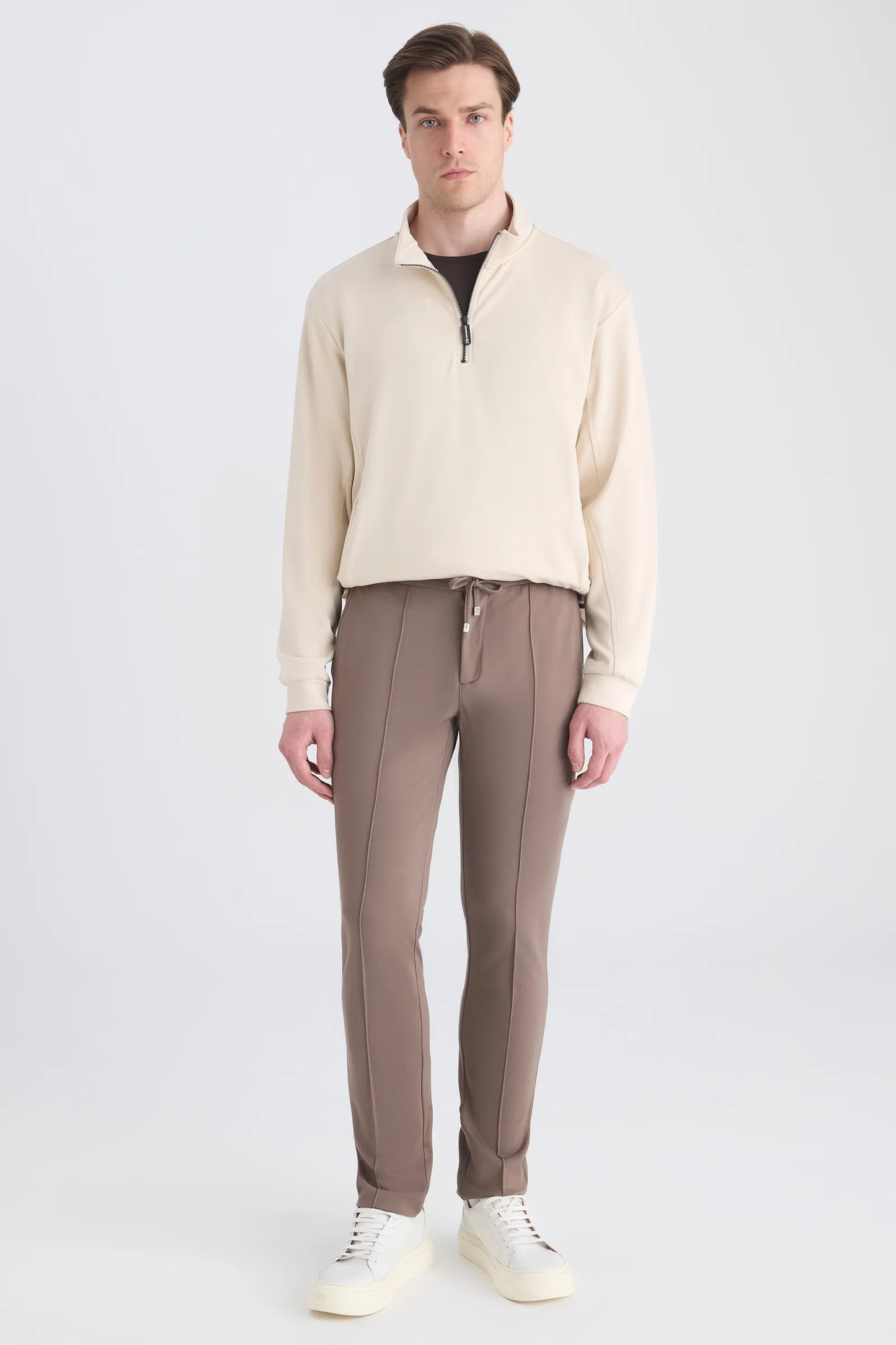 Ds Damat Slim Fit Vizon Düz Örgü Jogger Pantolon