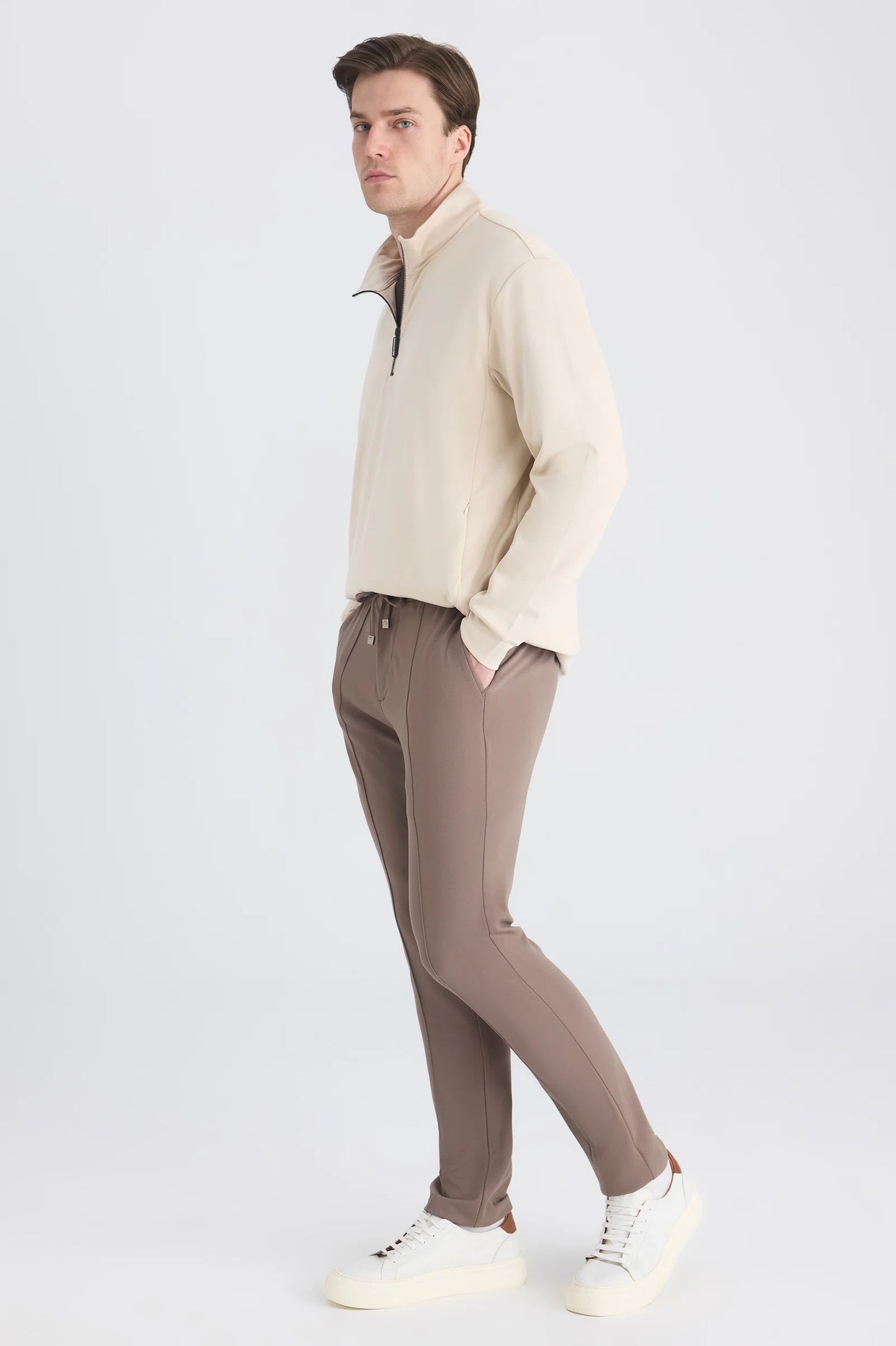 Ds Damat Slim Fit Vizon Düz Örgü Jogger Pantolon