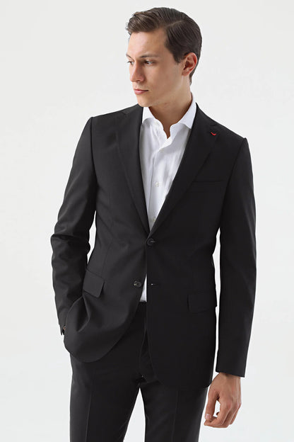 Ds Damat Slim Fit Siyah Düz Travel Takim Elbise