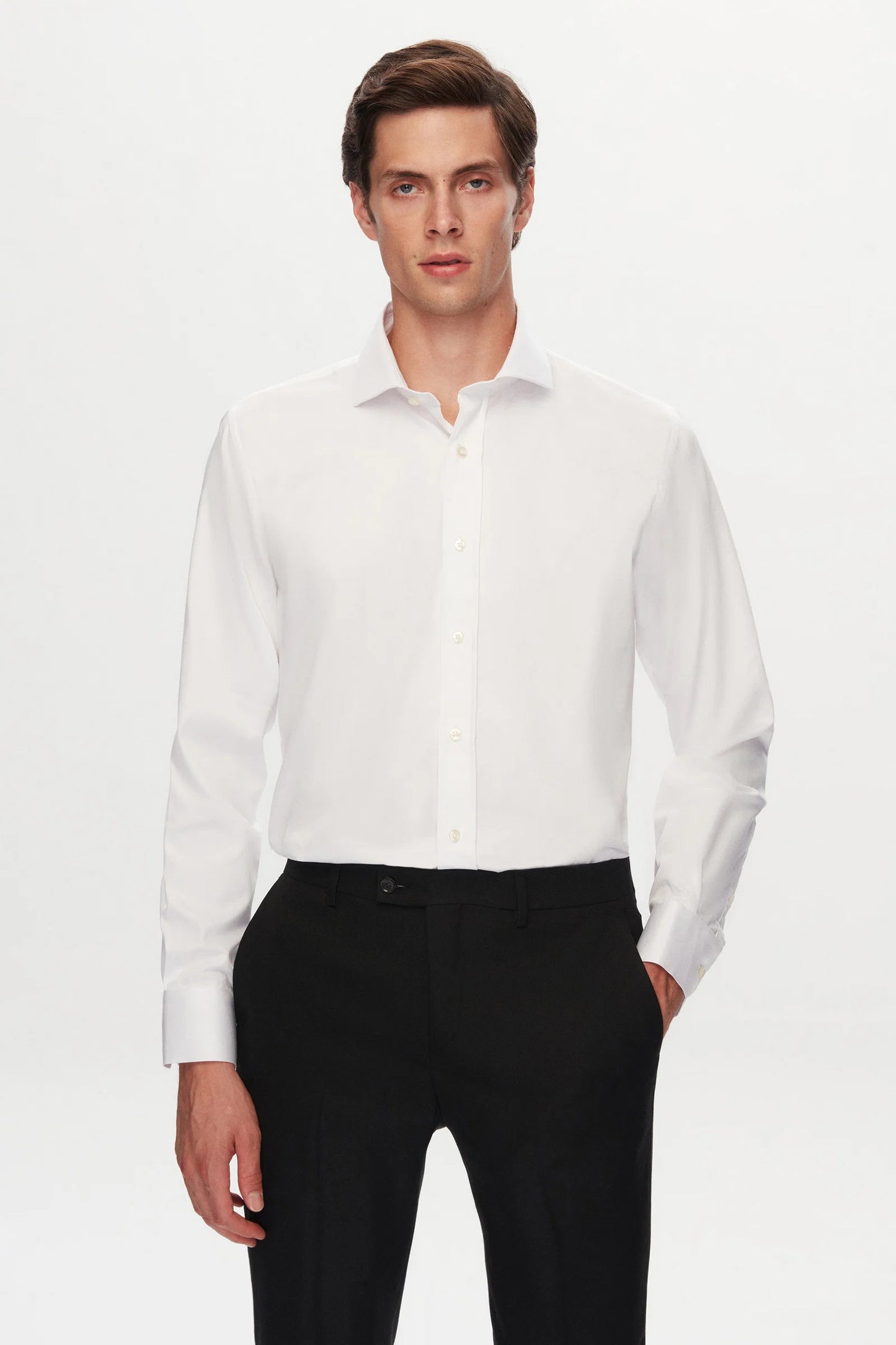 Ds Damat Slim Fit Beyaz Düz Gömlek