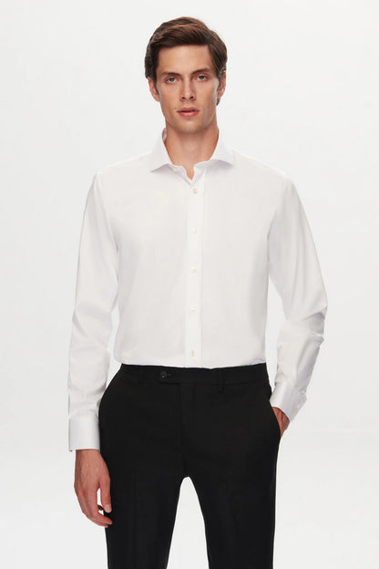Ds Damat Slim Fit Beyaz Düz Gömlek