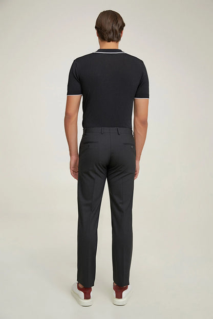 Ds Damat Comfort Fit Siyah Düz Travel Kumaş Pantolon