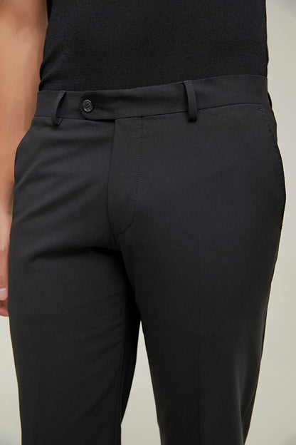 Ds Damat Comfort Fit Siyah Düz Travel Kumaş Pantolon