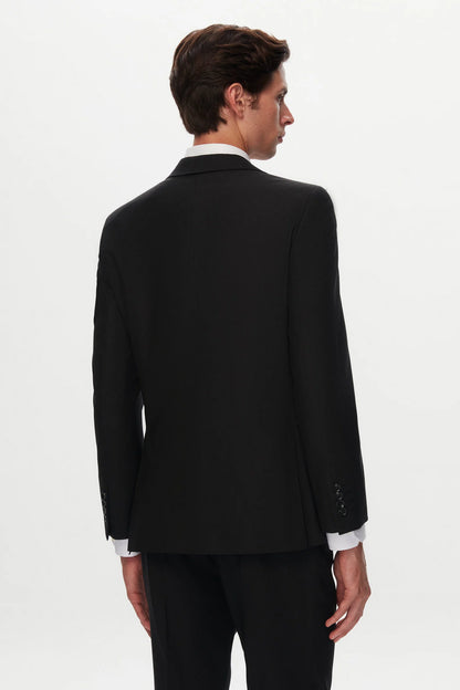 Ds Damat Slim Fit Siyah Düz Travel Takim Elbise