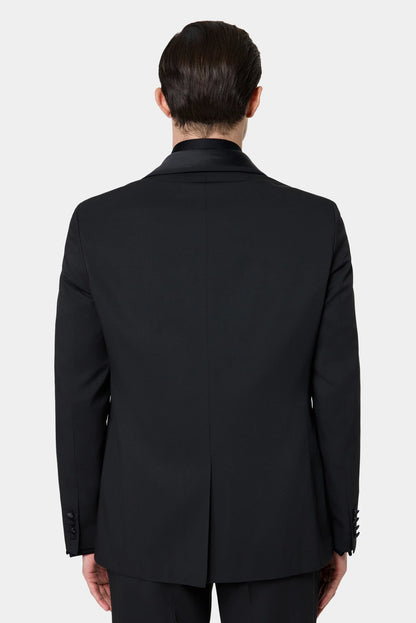 Twn Slim Fit Siyah Krep Desen Smokin Takim Elbise