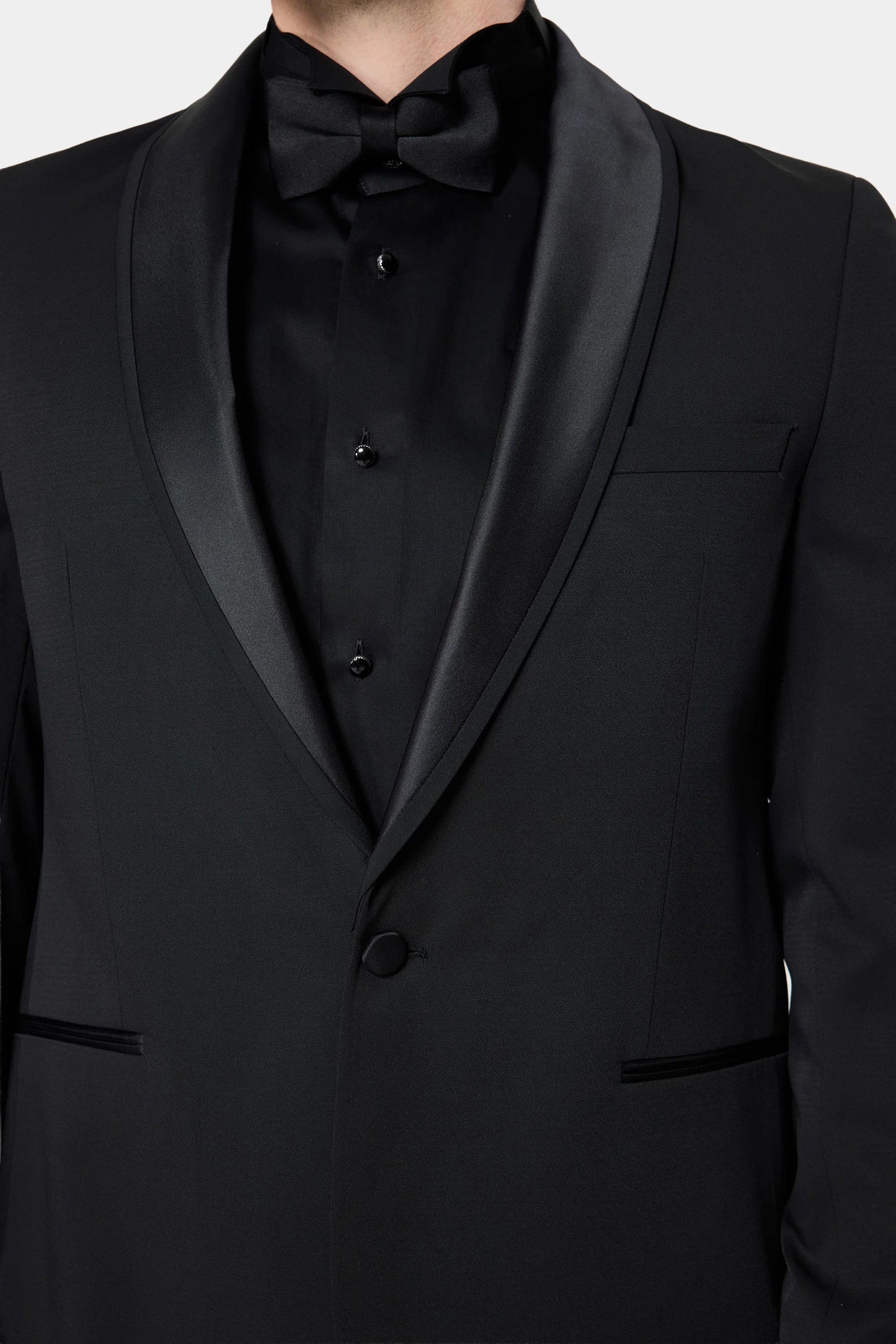 Twn Slim Fit Siyah Krep Desen Smokin Takim Elbise