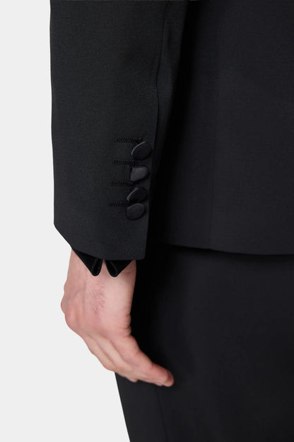 Twn Slim Fit Siyah Krep Desen Smokin Takim Elbise