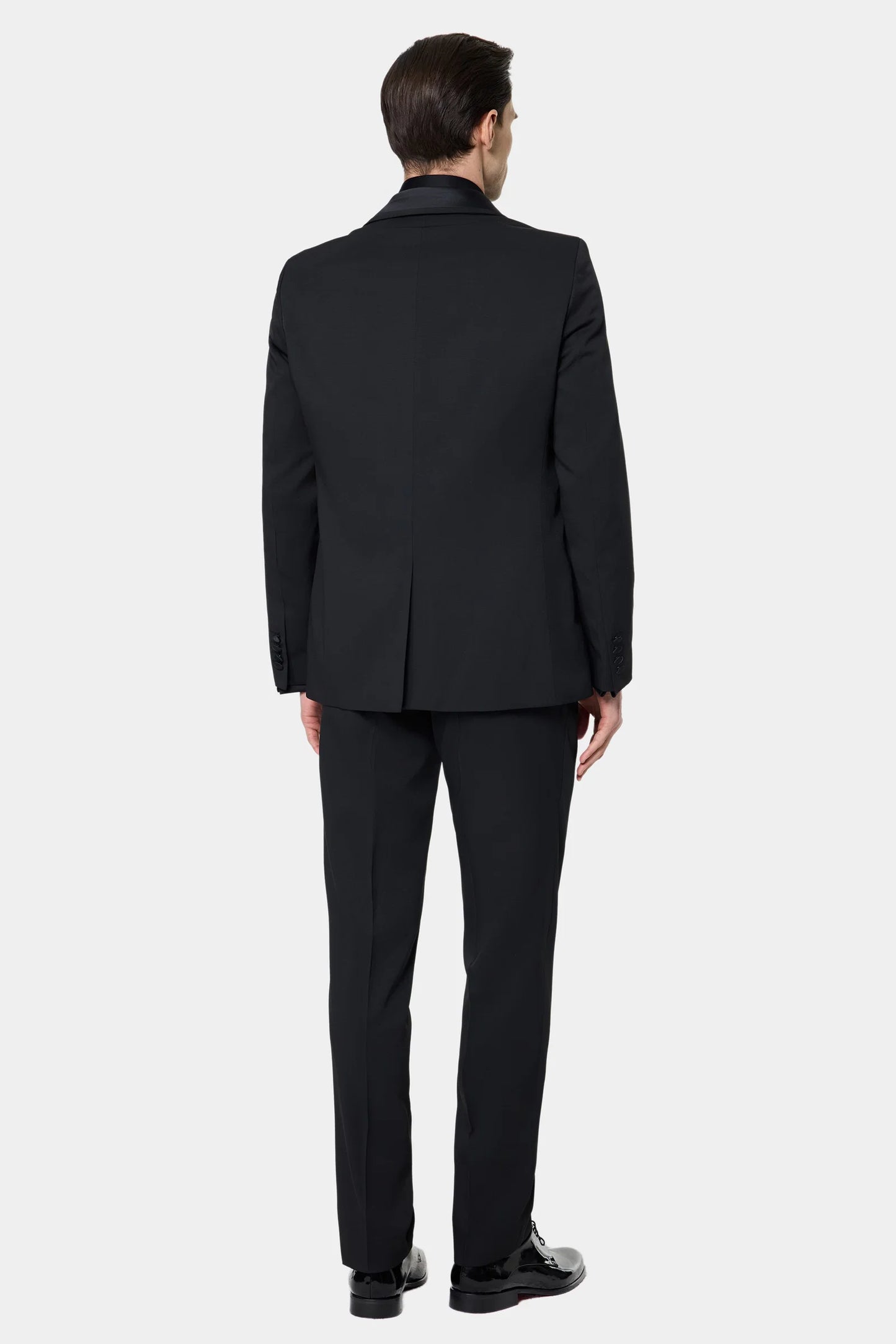 Twn Slim Fit Siyah Krep Desen Smokin Takim Elbise