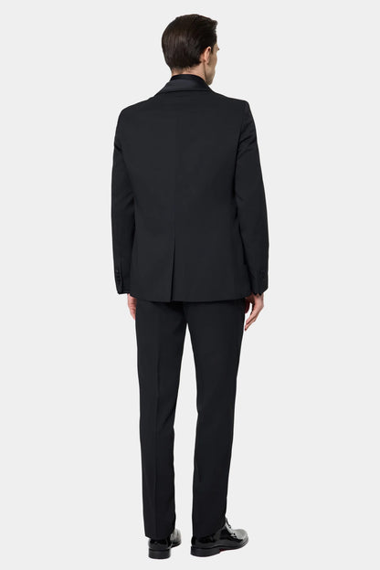 Twn Slim Fit Siyah Krep Desen Smokin Takim Elbise