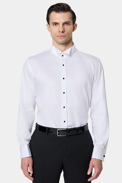 Ds Damat Slim Fit Beyaz Düz Smokin Gömlek