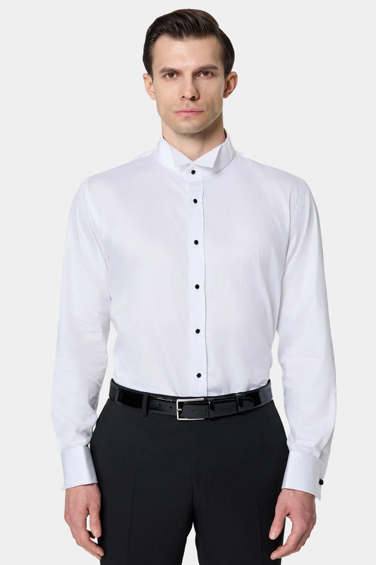 Ds Damat Slim Fit Beyaz Düz Smokin Gömlek