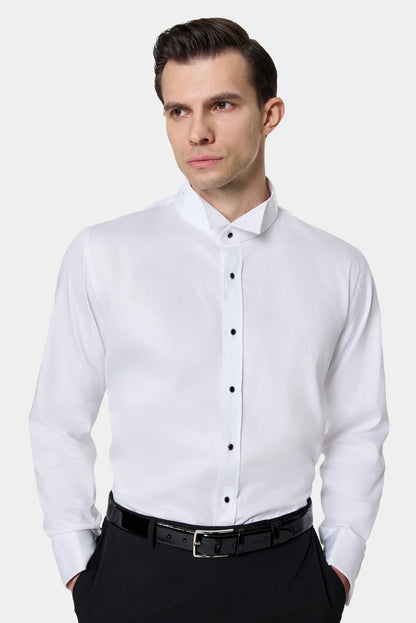 Ds Damat Slim Fit Beyaz Düz Smokin Gömlek