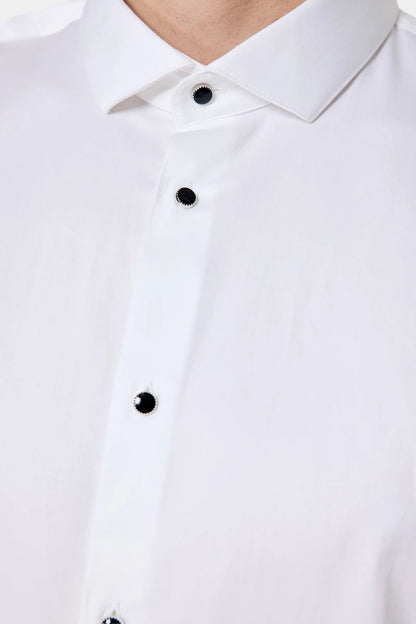 Twn Slim Fit Beyaz Düz Smokin Gömlek