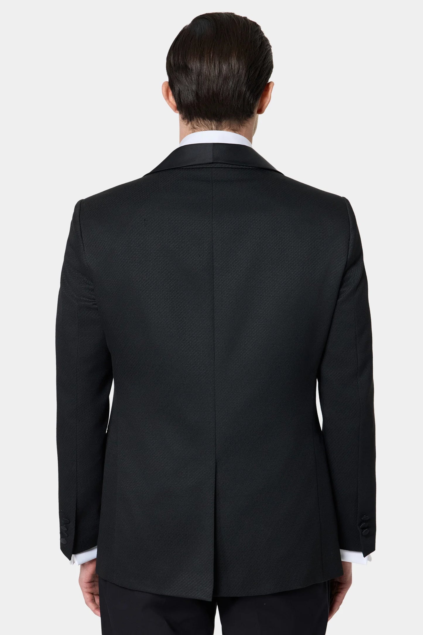 Ds Damat Slim Fit Siyah Armürlü Smokin Yelekli Takim Elbise