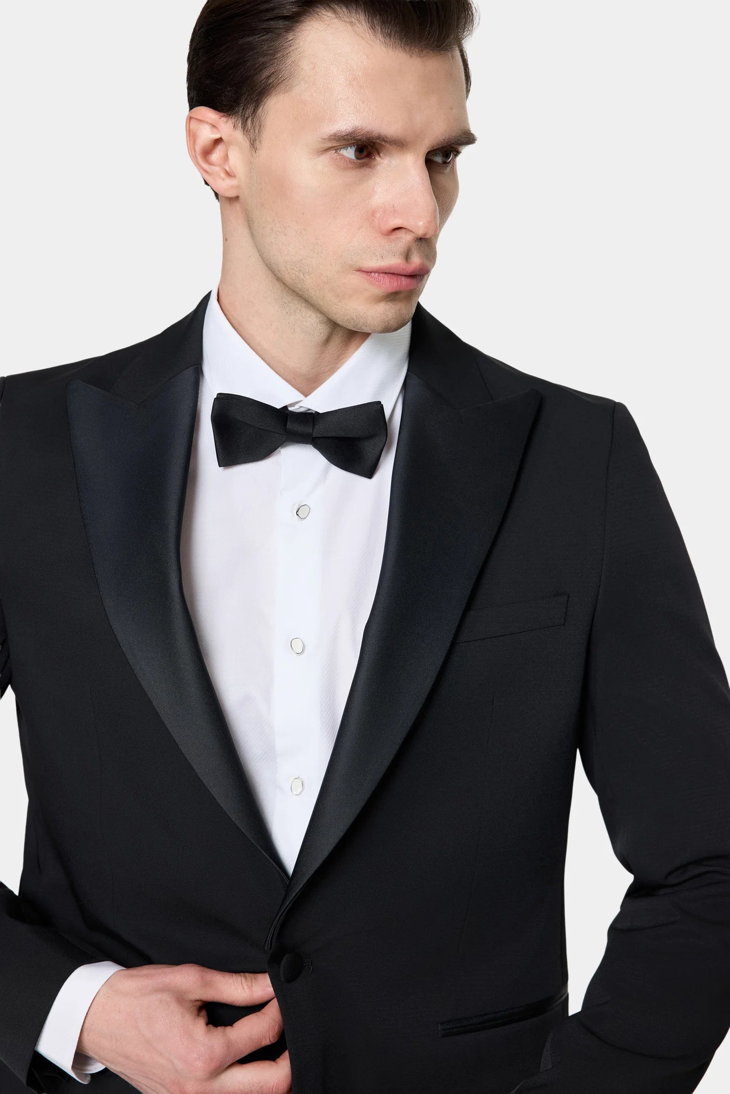 Twn Slim Fit Siyah Krep Desen Smokin Takim Elbise