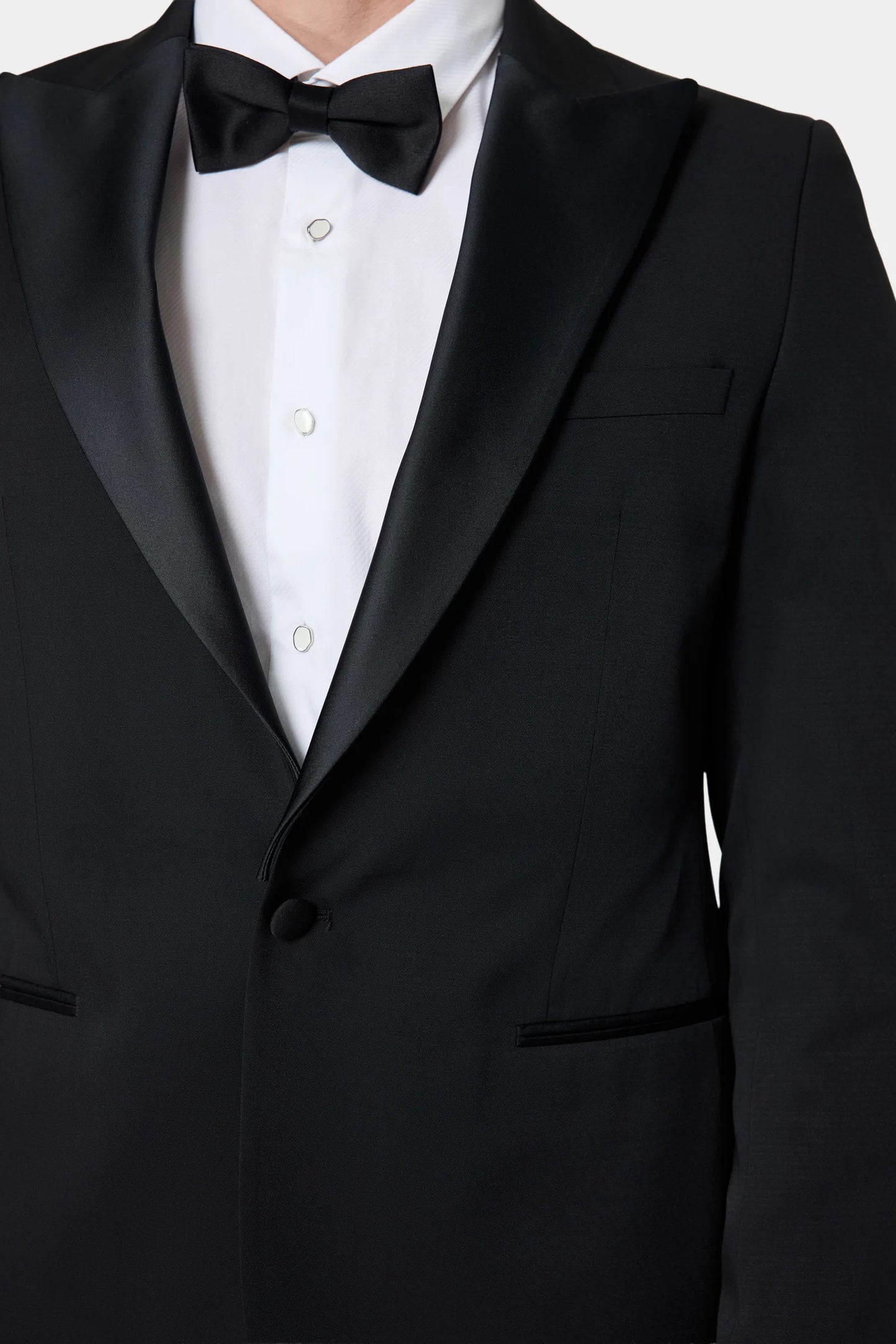 Twn Slim Fit Siyah Krep Desen Smokin Takim Elbise