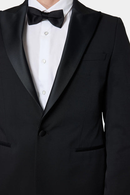 Twn Slim Fit Siyah Krep Desen Smokin Takim Elbise