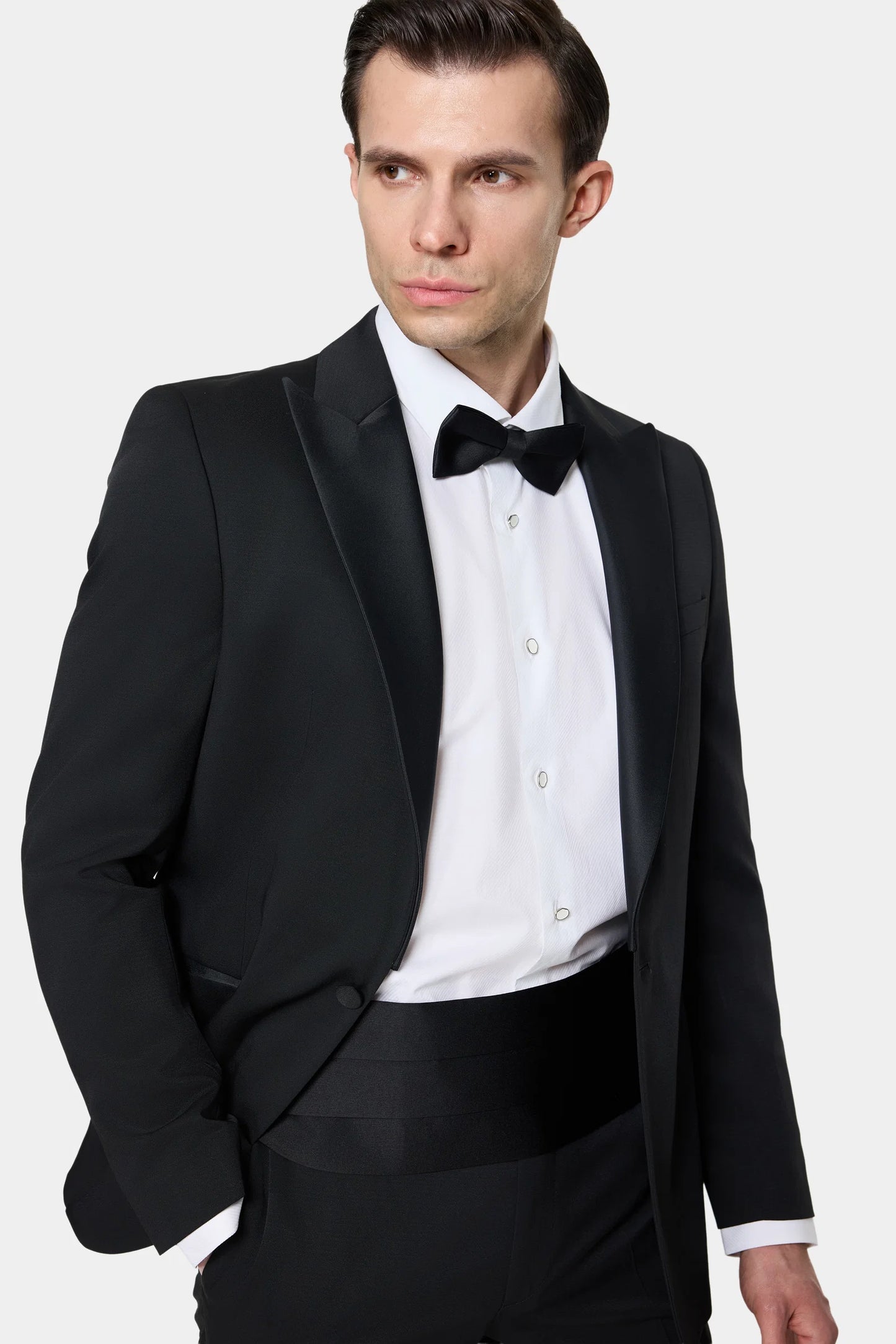 Twn Slim Fit Siyah Krep Desen Smokin Takim Elbise