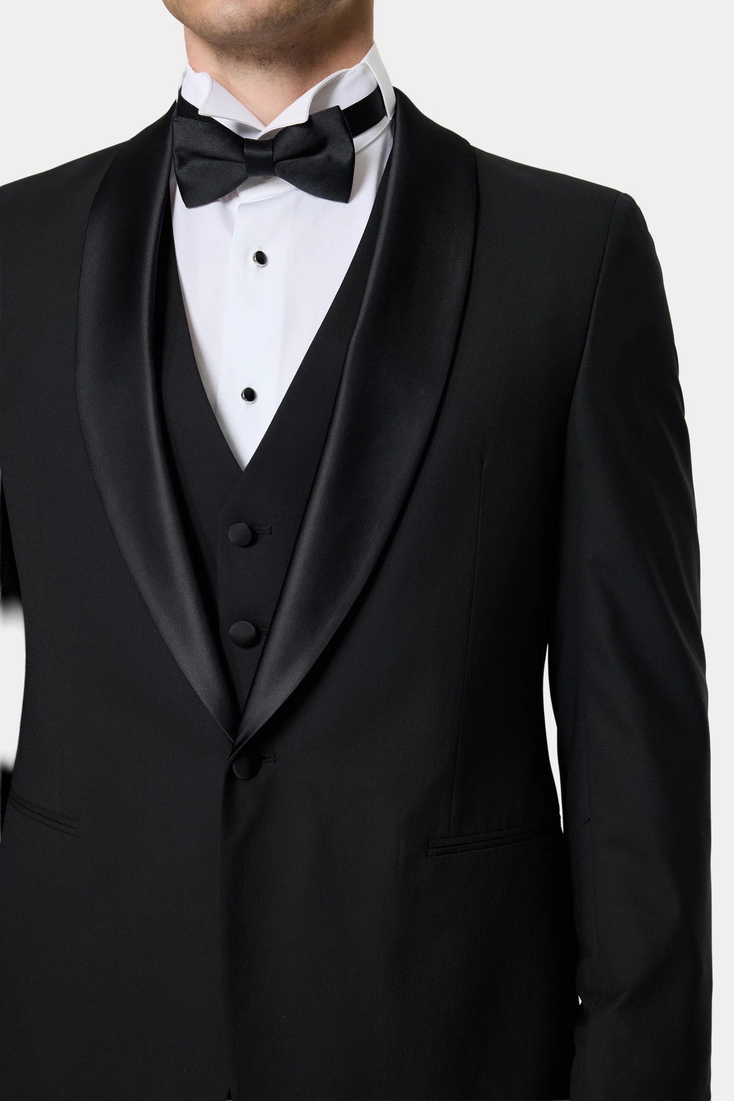 Tween Slim Fit Siyah Düz Smokin Takim Yelekli