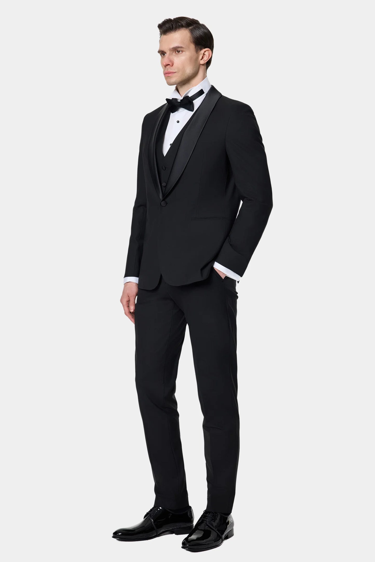 Tween Slim Fit Siyah Düz Smokin Takim Yelekli