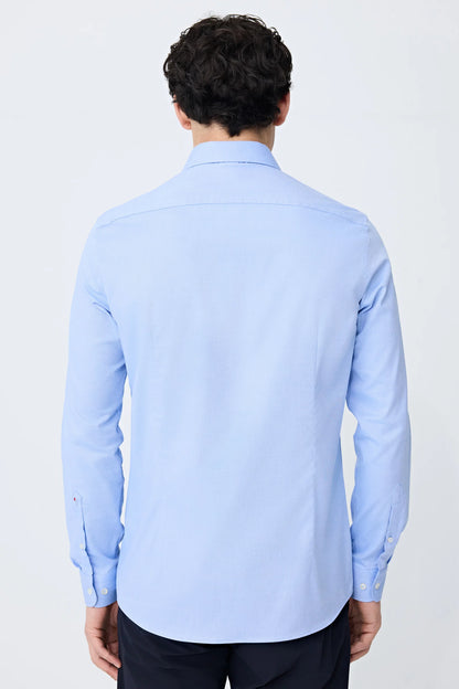Tween Slim Fit Mavi Armürlü Gömlek