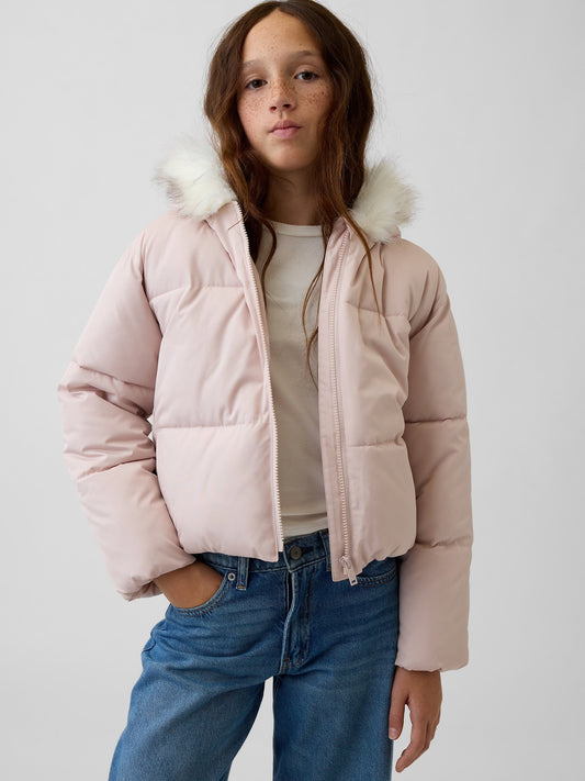 Açık Pembe Relaxed Puffer Şişme Mont