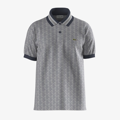 Lacoste Erkek Classic Fit Monogram Gri Polo