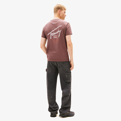Tommy Hilfiger Regular Sign Backprint Erkek Kahverengi T-shirt