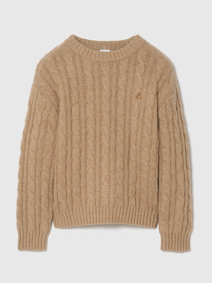 Bej Cashsoft Cable-knit Kazak