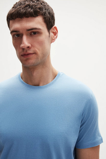 Ds Damat Regular Fit Açık Indigo Düz T-shirt