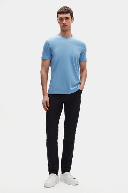 Ds Damat Regular Fit Açık Indigo Düz T-shirt