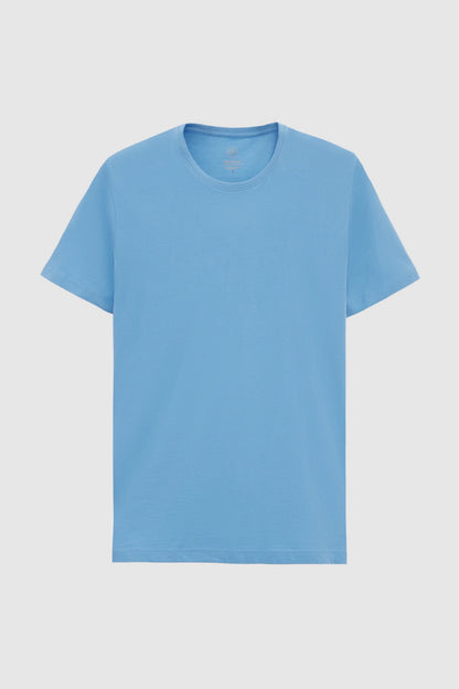 Ds Damat Regular Fit Açık Indigo Düz T-shirt