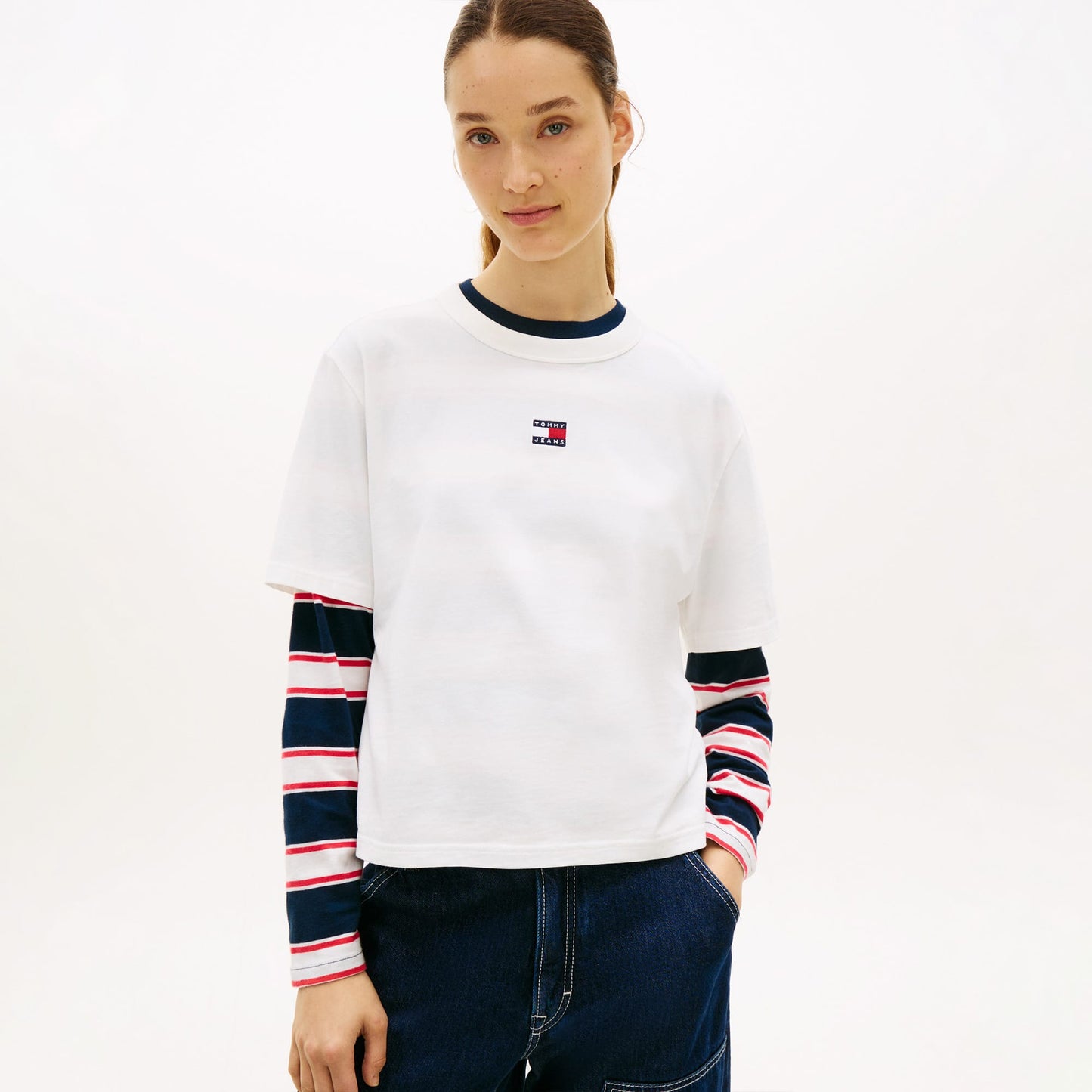 Tommy Hilfiger Bxy Badge Kadın Beyaz T-shirt