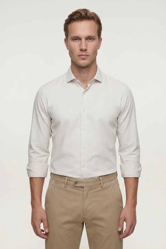 Tween Slim Fit Taş Düz Easy Care Gömlek