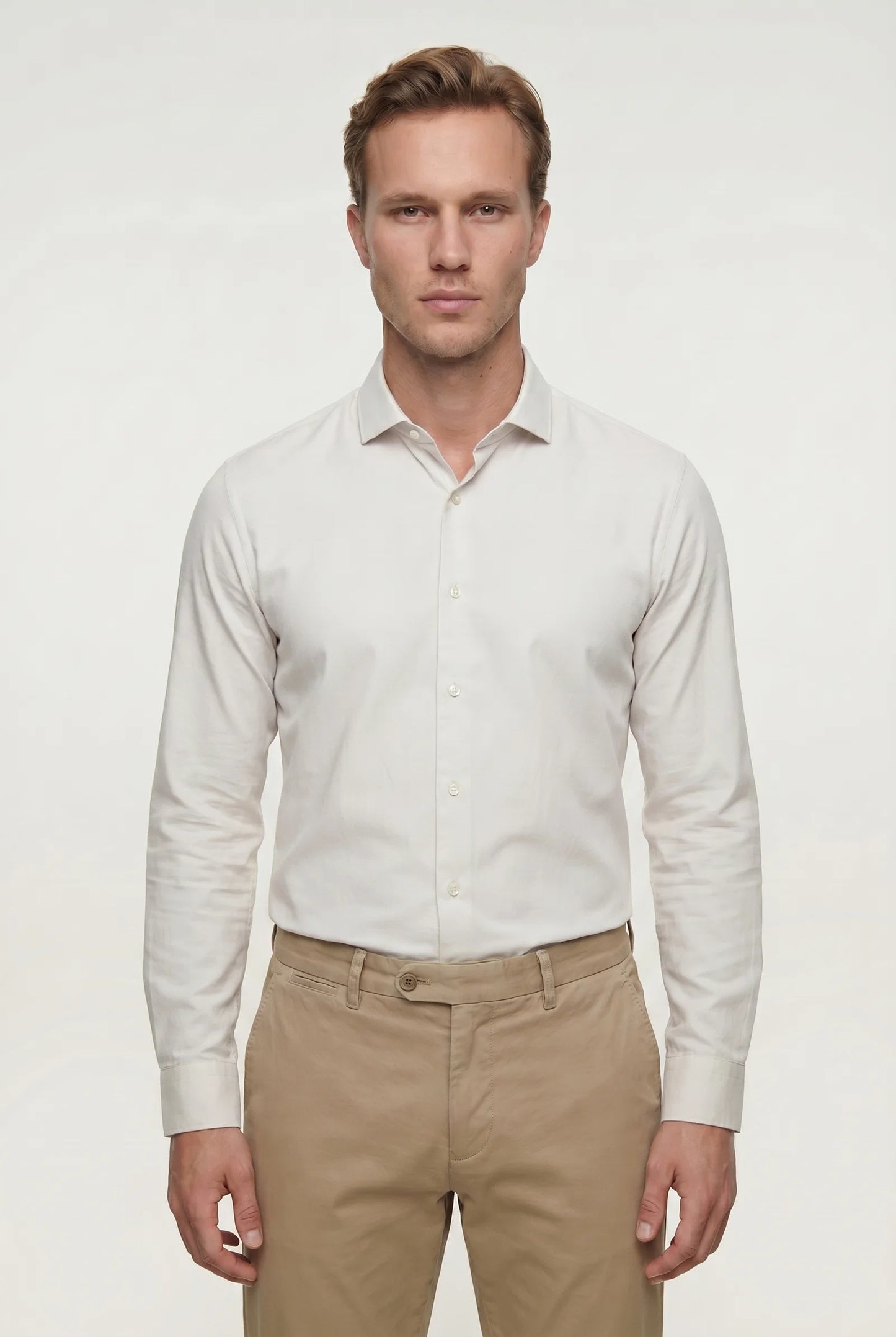 Tween Slim Fit Taş Düz Easy Care Gömlek