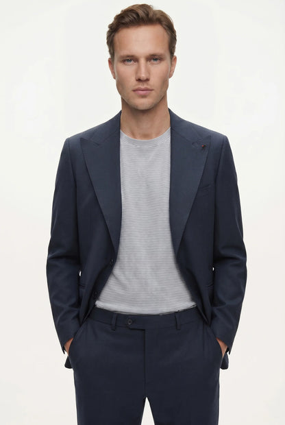 Tween Slim Fit Lacivert Düz Yünlü Takim Elbise