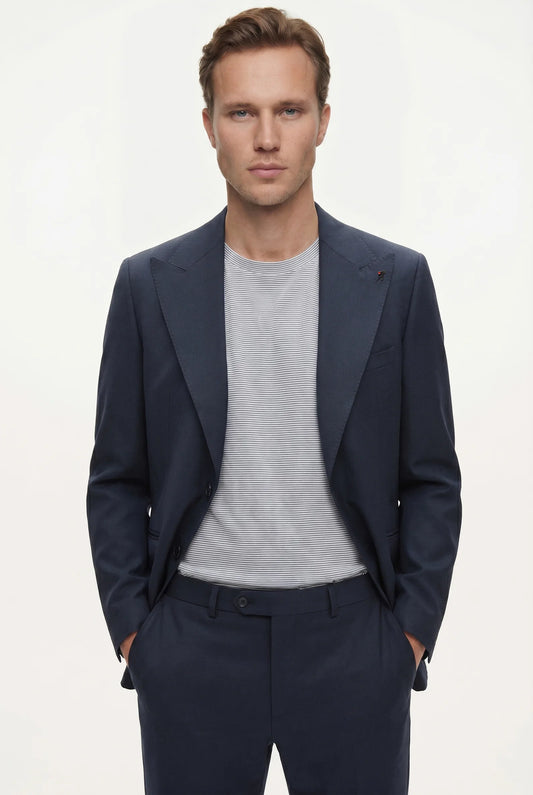 Tween Slim Fit Lacivert Düz Yünlü Takim Elbise