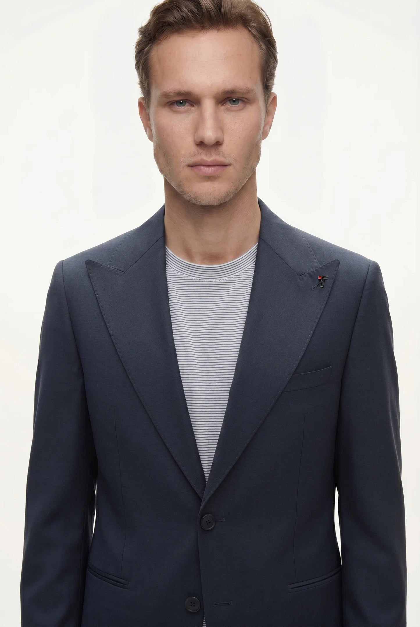 Tween Slim Fit Lacivert Düz Yünlü Takim Elbise