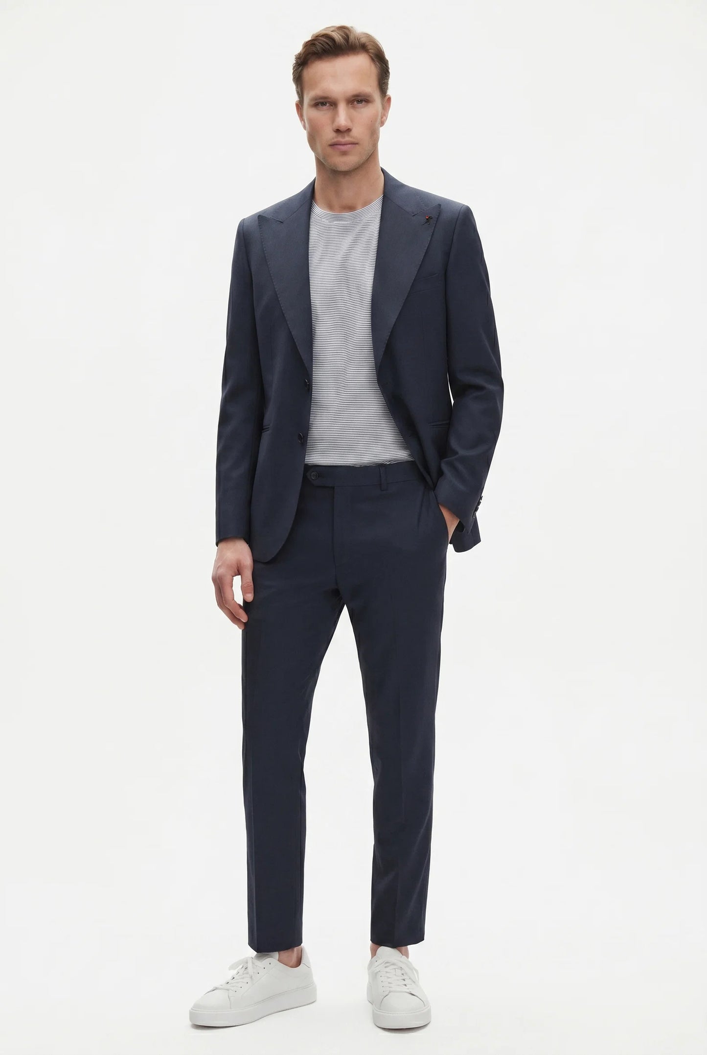 Tween Slim Fit Lacivert Düz Yünlü Takim Elbise